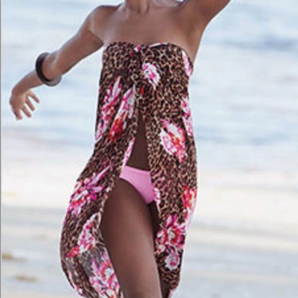 Victoria’s Secret Floral Leopard Sarong Cover Up - Picture 2 of 6